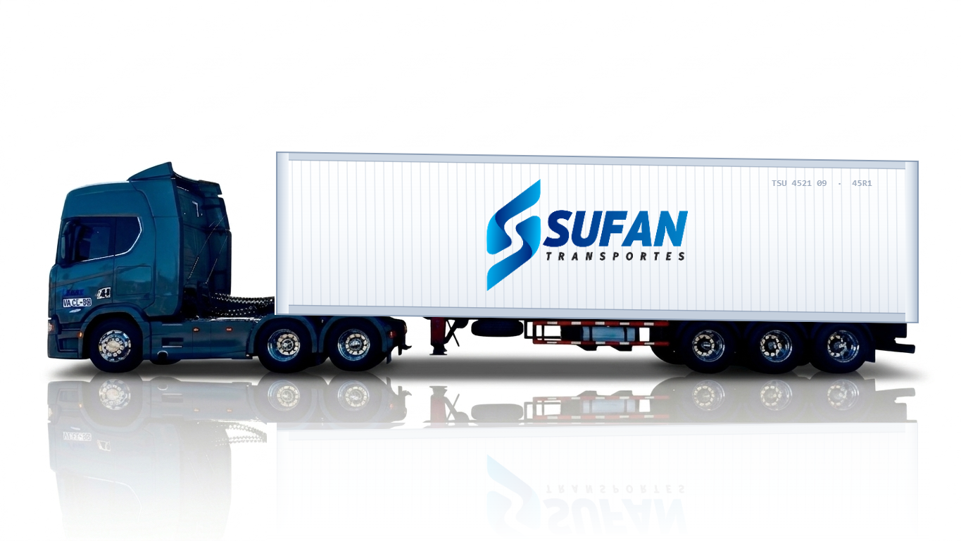 Camión Transportes Sufan con sistemas de seguridad señalizados
